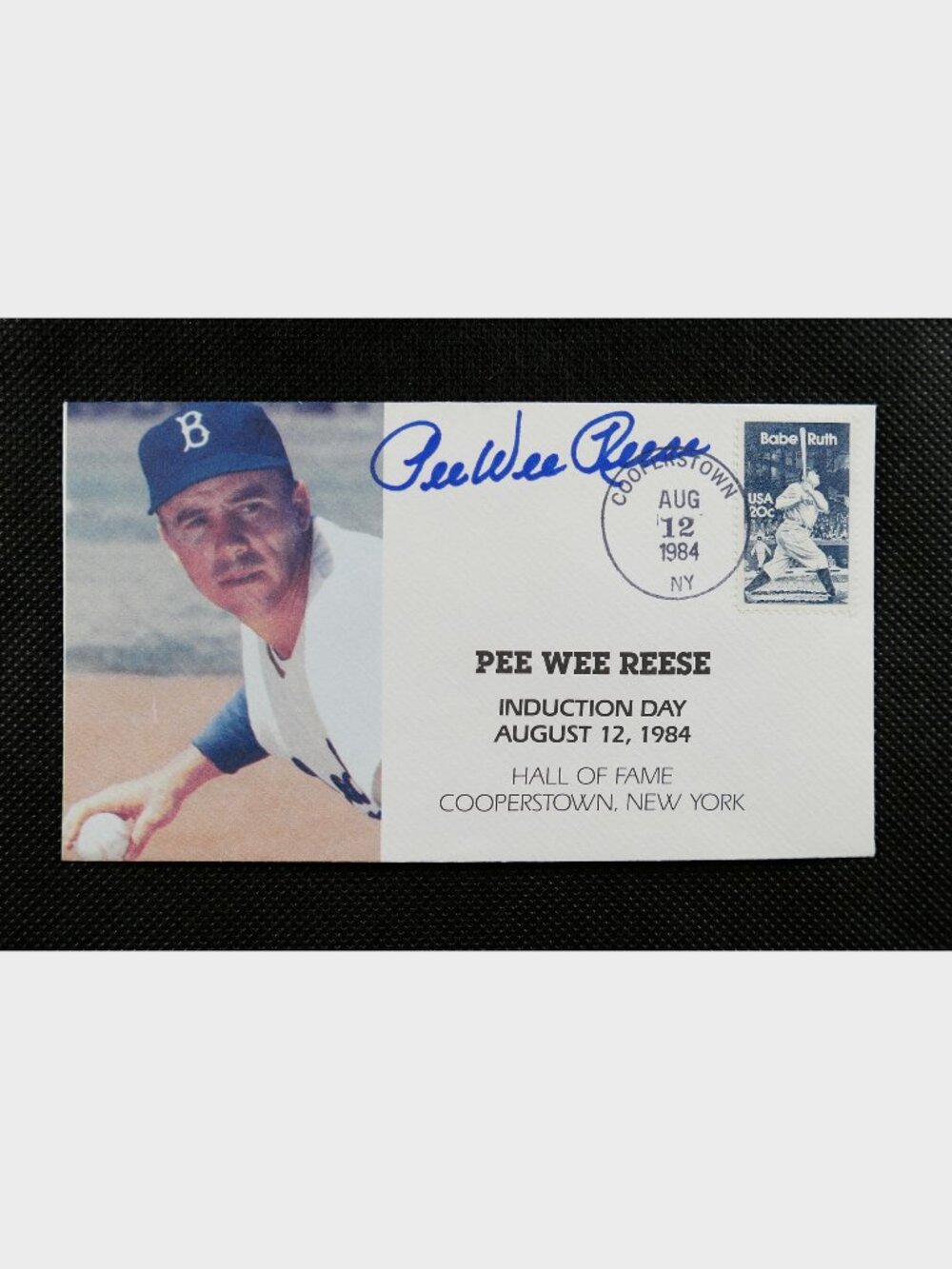 PEE WEE REESE 1984 HOF Signed Autograph Cachet Envelope Induction Day Ruth Stamp